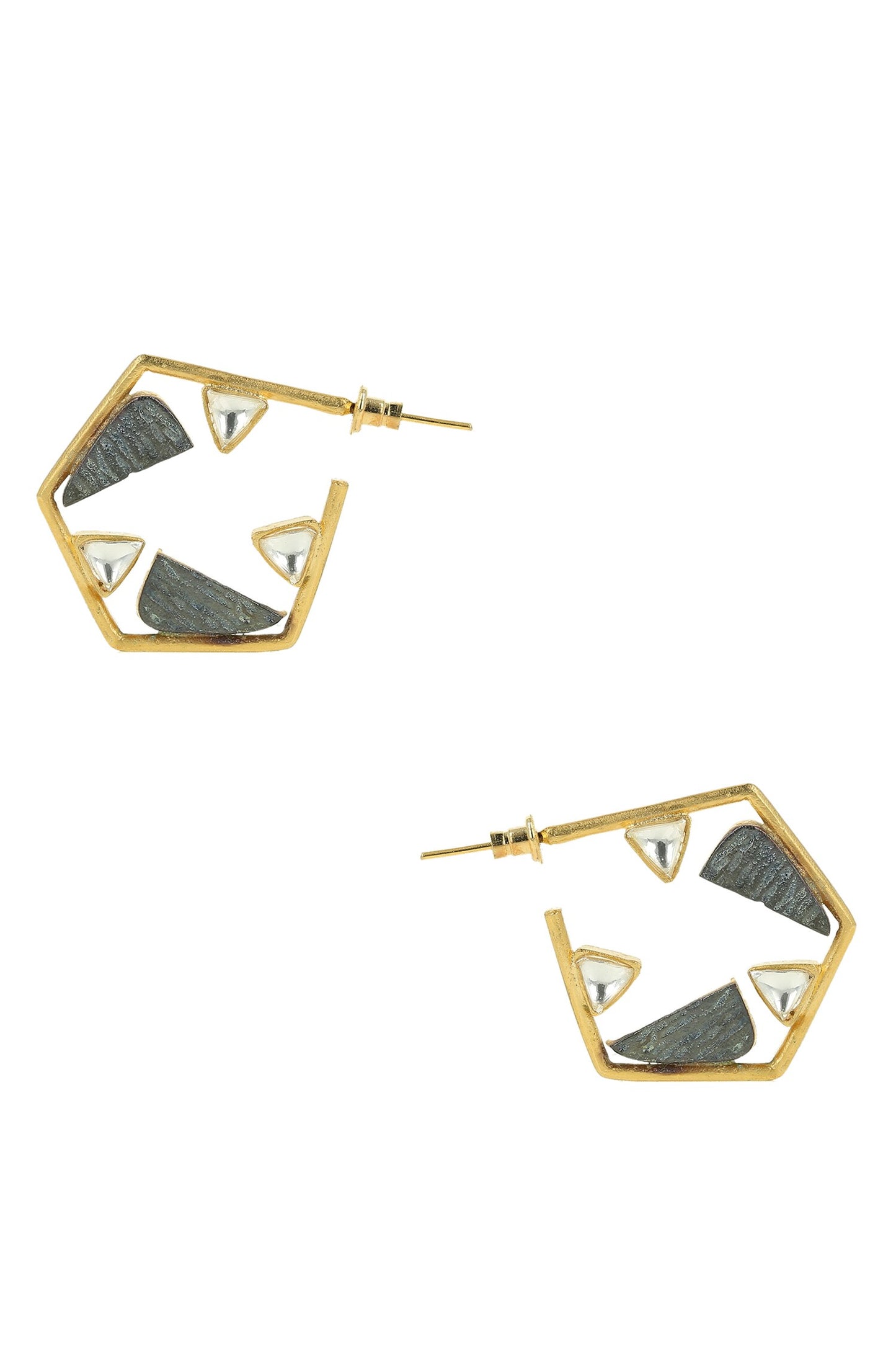 Hexagon Embellished Hoop Earrings 