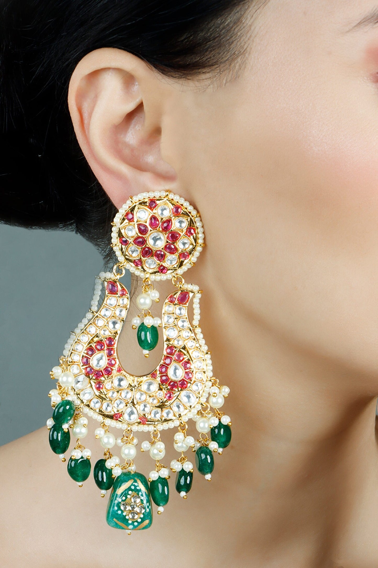 Polki Embellished Chandelier Earrings 