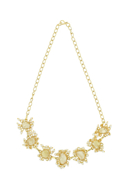 Abstract Stone Embellished Necklace 