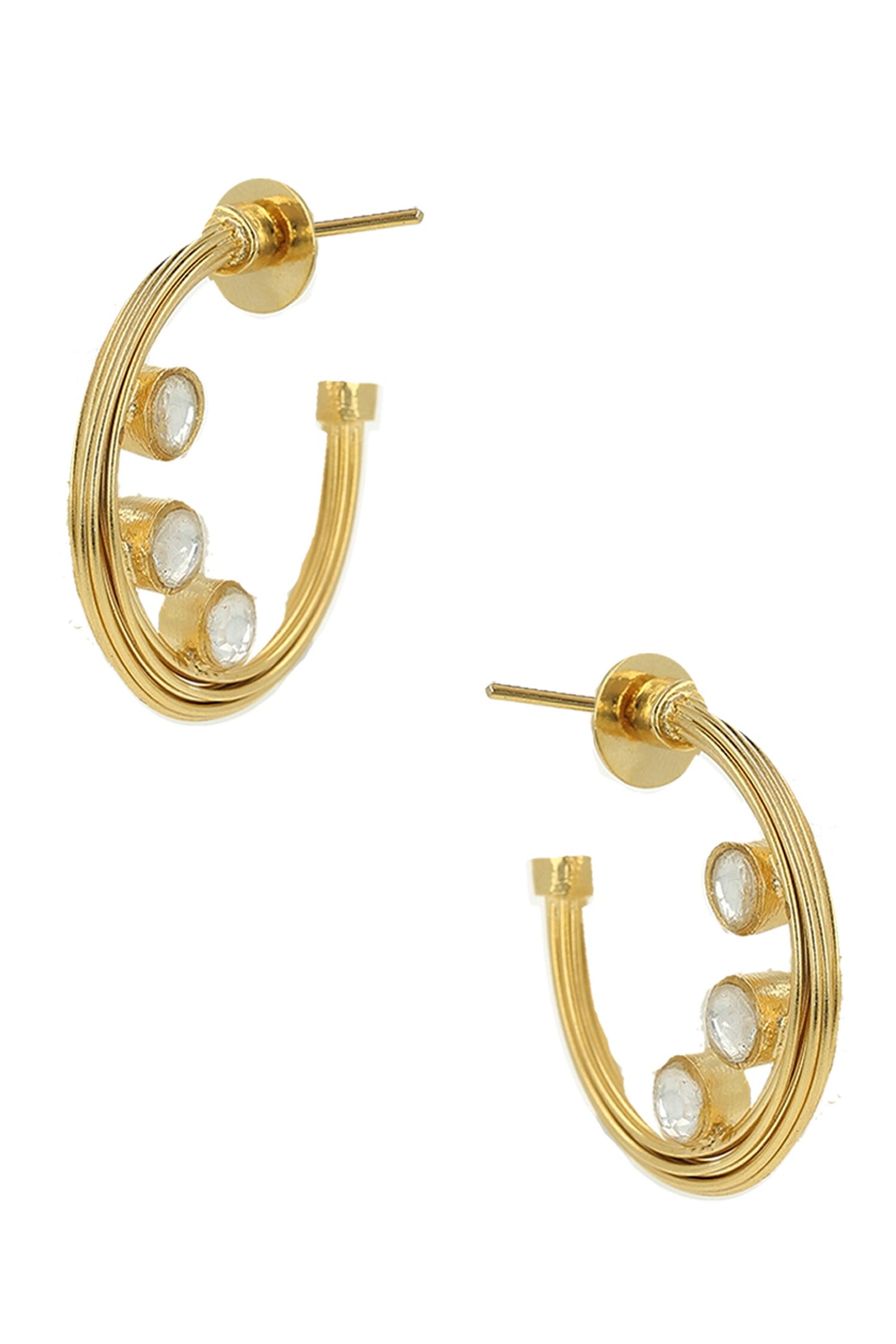 Layered Embellished Hoop Earrings 