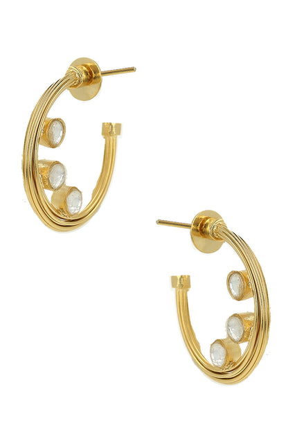 Layered Embellished Hoop Earrings 