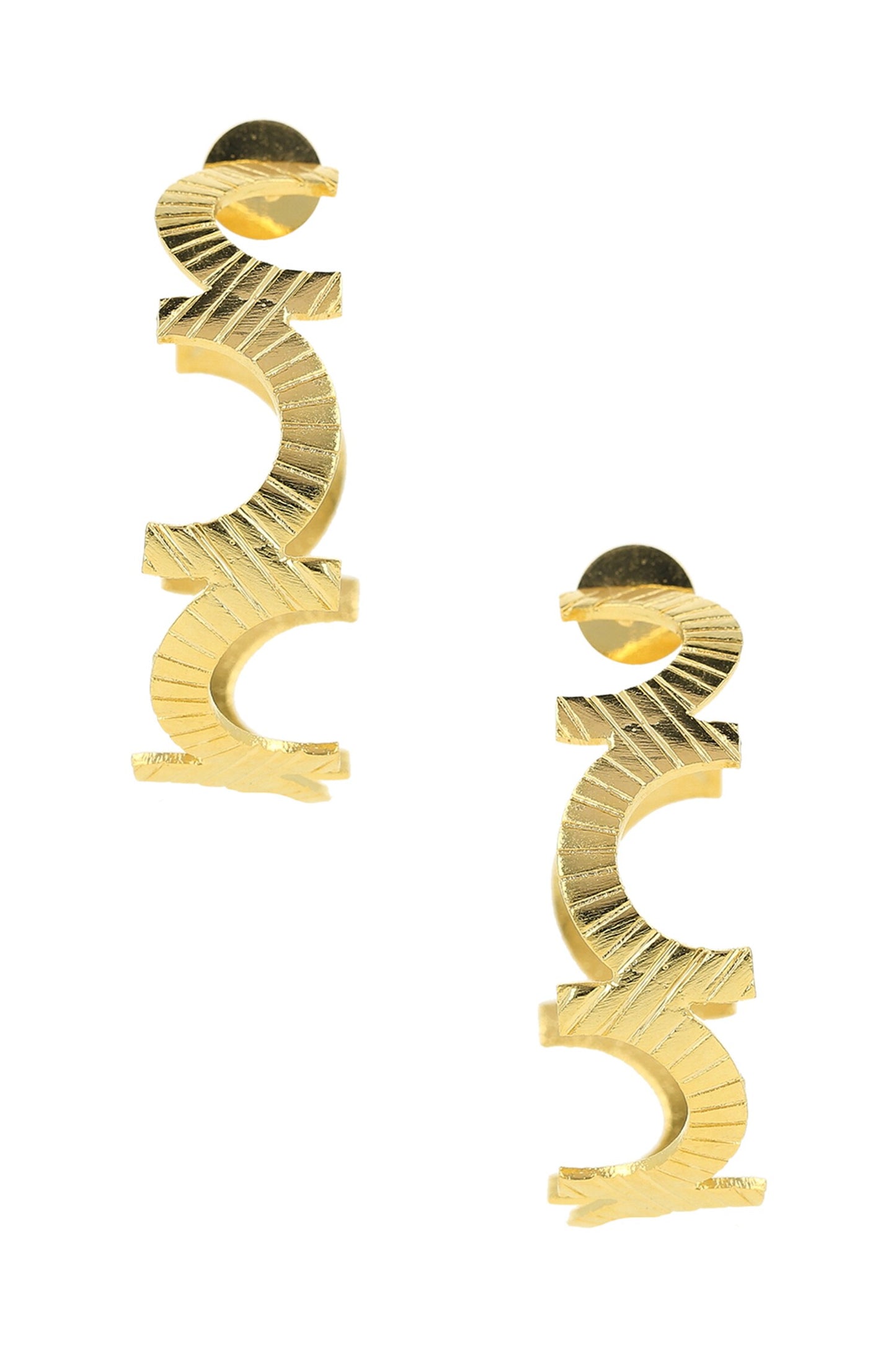 Textured C Shaped Hoop Earrings 