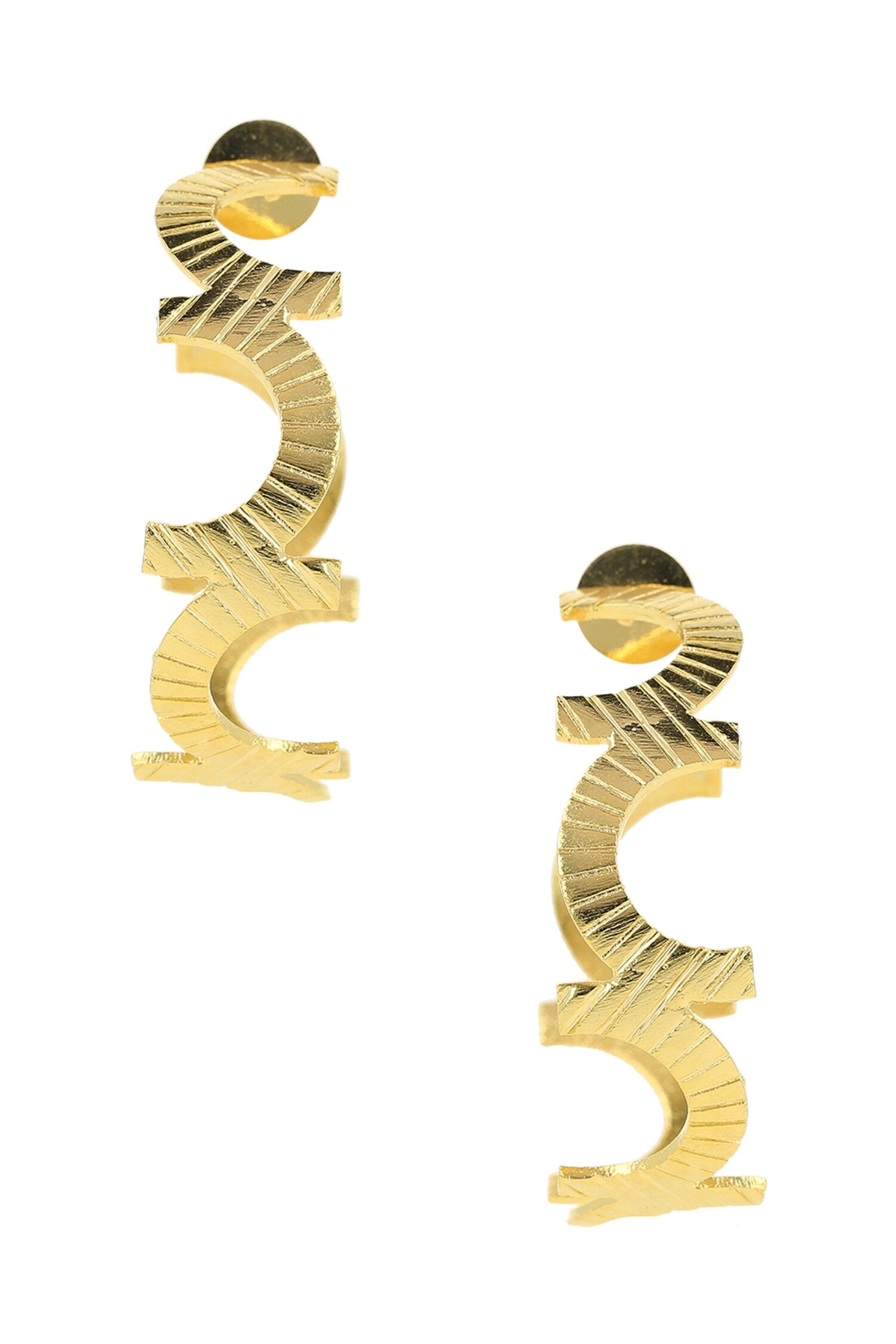 Textured C Shaped Hoop Earrings 