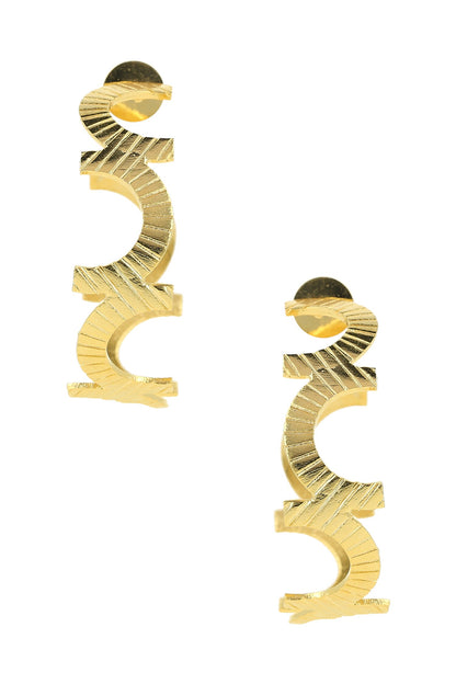 Textured C Shaped Hoop Earrings 