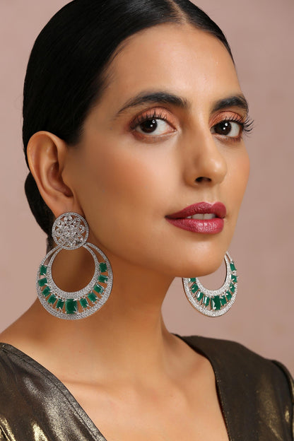 Emerald Embellished Earrings 