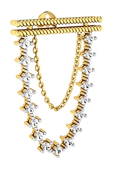 Two-Tone Finish Round-Shaped Diamond Chain Stud Earrings