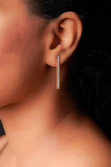 Two-Tone Finish Round-Shaped Diamond Twig Stud Earrings
