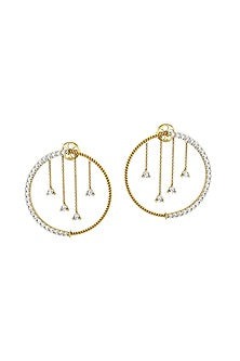 Two-Tone Finish Round-Shaped Diamond Hanging Stud Earrings