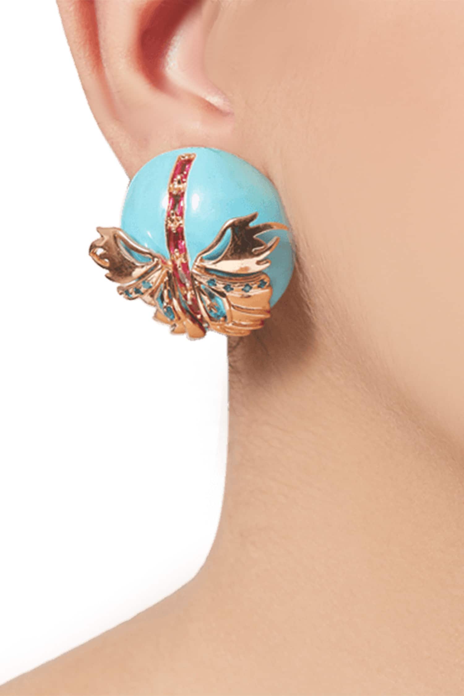 Papilio Button Stud Earrings 
