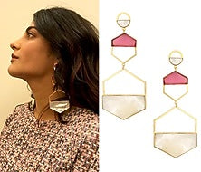 Gold Plated Pink Quartz Larva Earrings