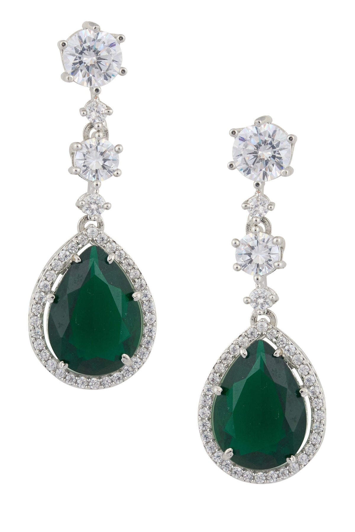 Emerald Pendant Drop Necklace Set 