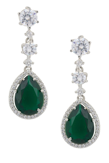 Emerald Pendant Drop Necklace Set 