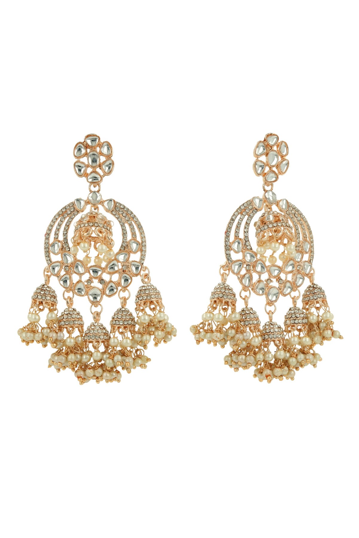 Kundan & American Diamond Pearl Jhumki Earring 