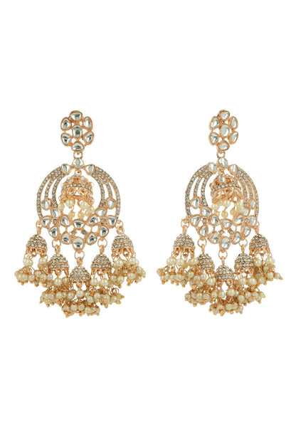 Kundan & American Diamond Pearl Jhumki Earring 