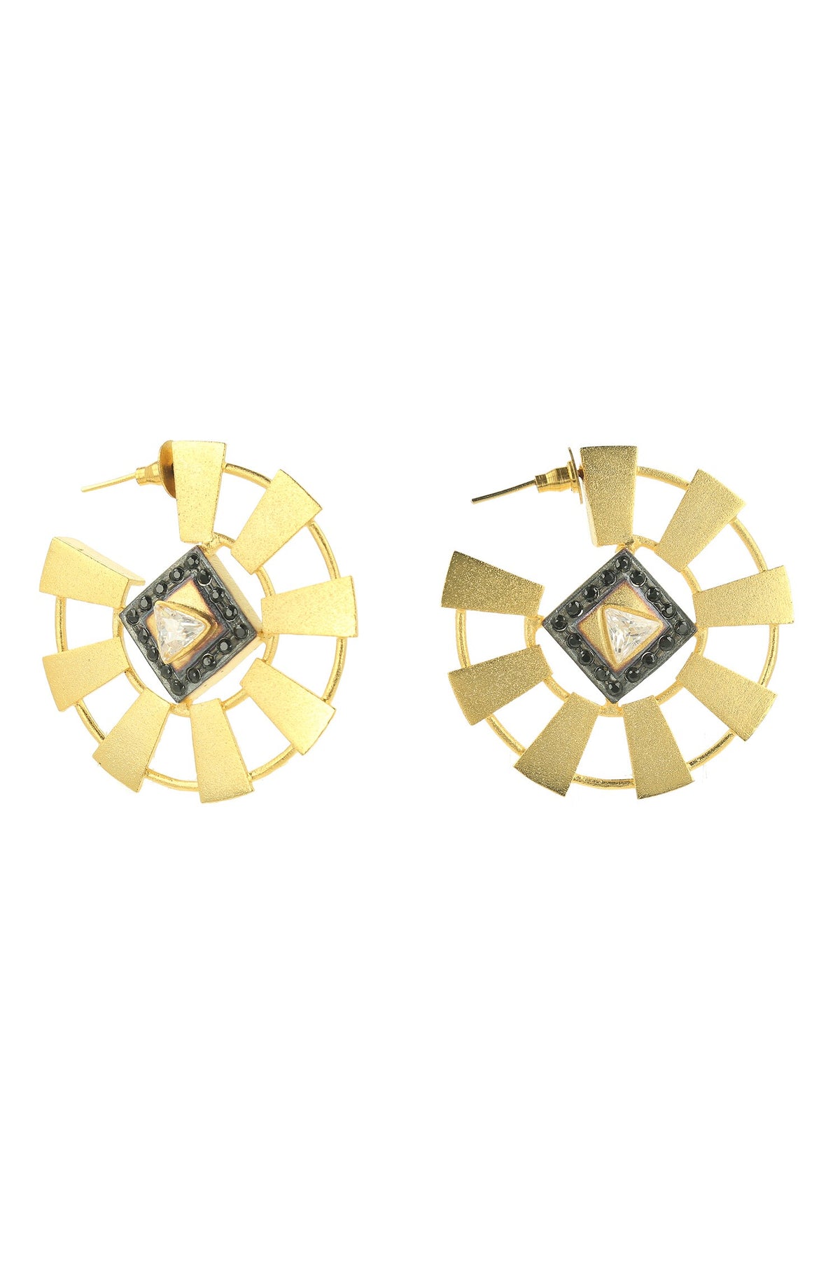 Pentagon Embellished Hoop Earrings 