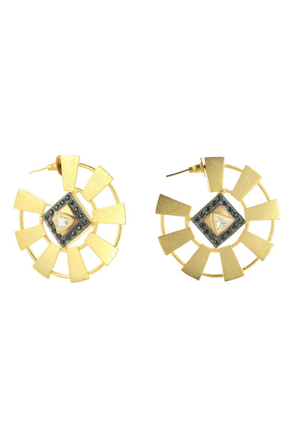 Pentagon Embellished Hoop Earrings 