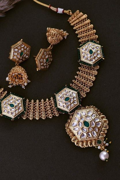 Kundan Embellished Necklace Set 