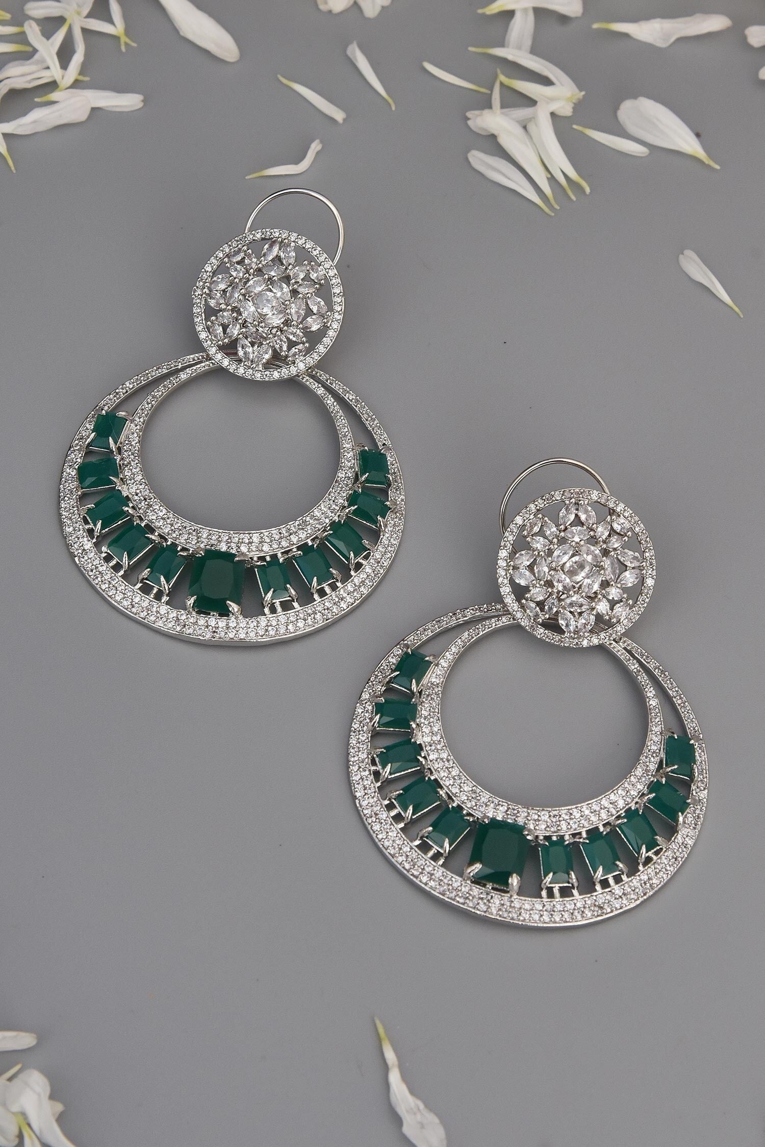 Emerald Embellished Earrings 