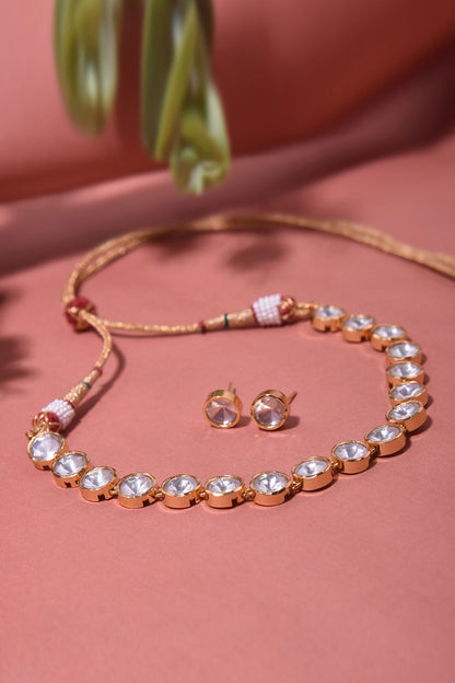 Circular Polki Embellished Necklace Set 