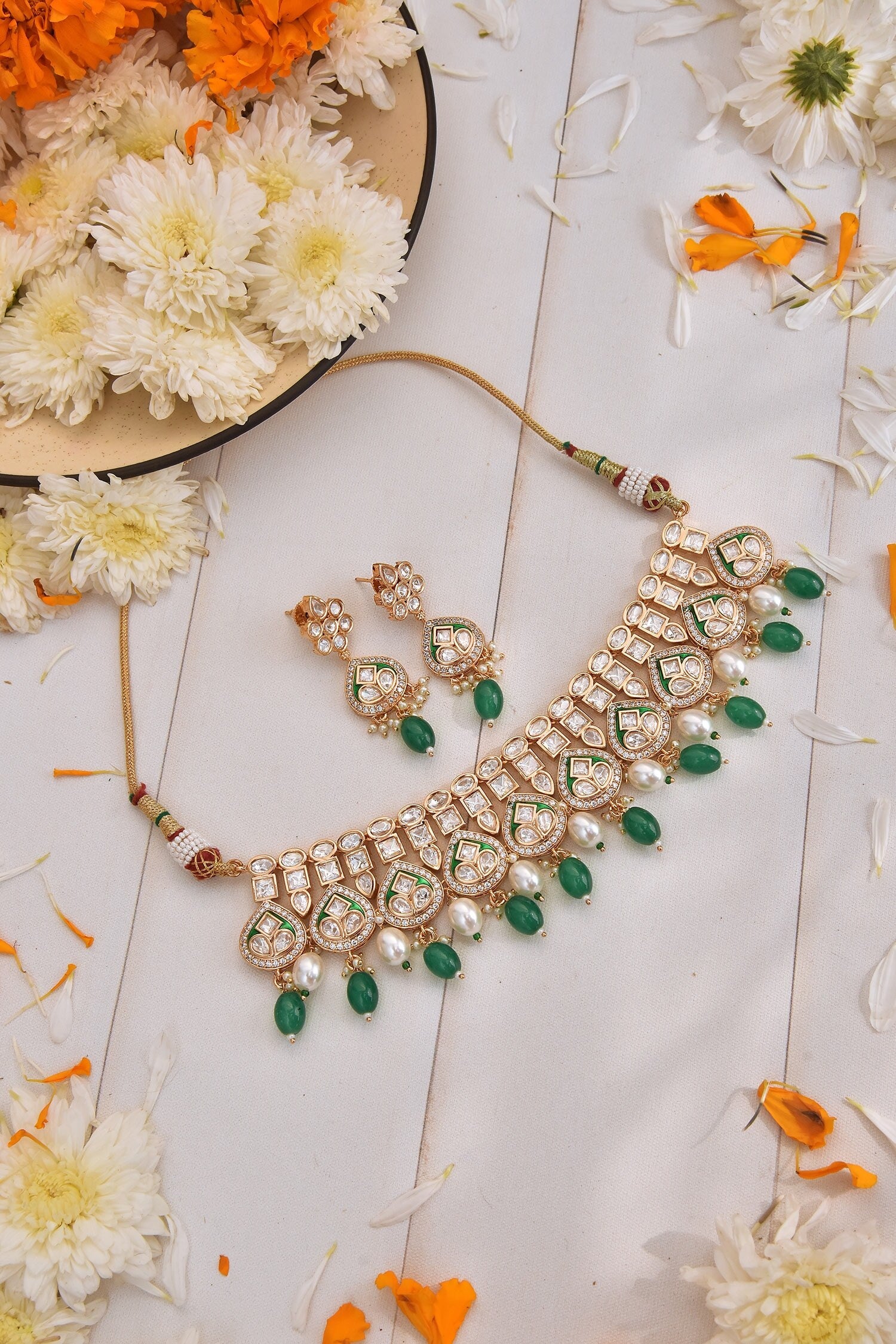 Pearl Embellished Choker Set 