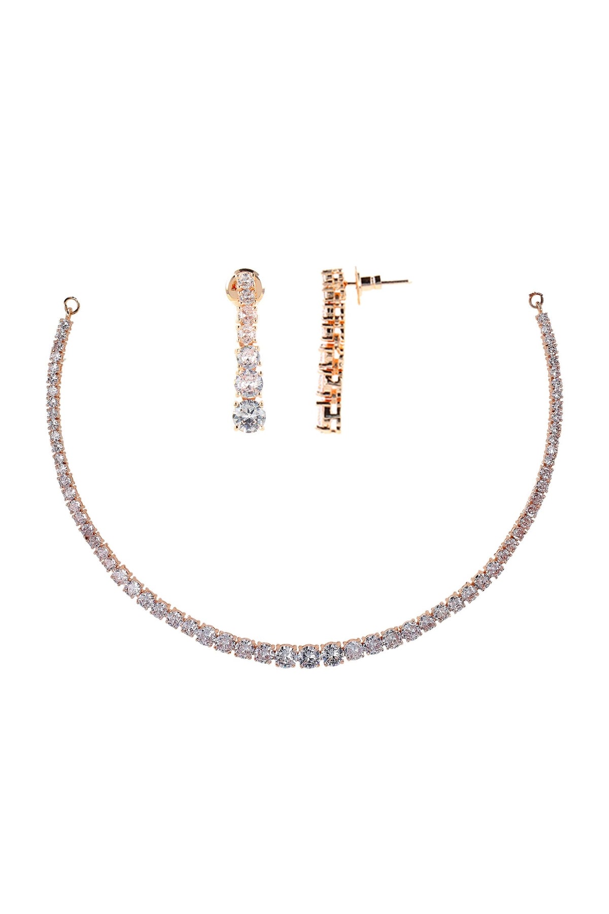 Cubic Zirconia Studded Necklace Set 