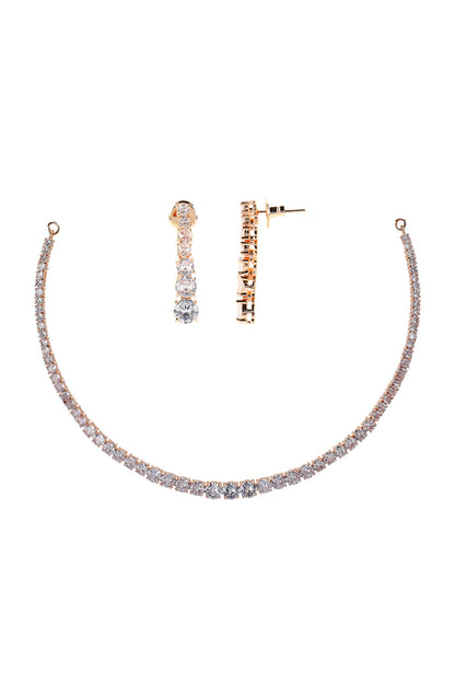 Cubic Zirconia Studded Necklace Set 