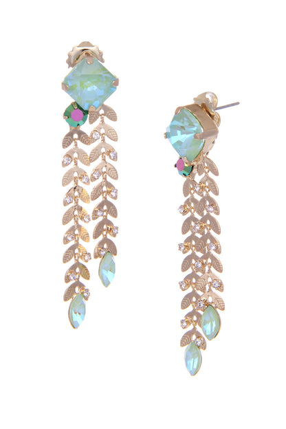 Tiered Carved Leaves Dangler Earrings 