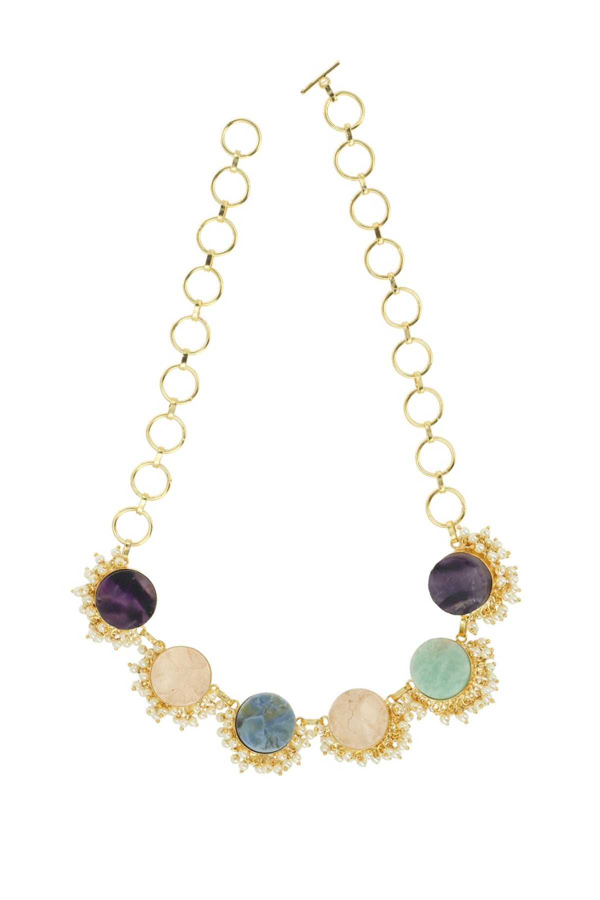 Multi Color Stone Embellished Necklace Set 