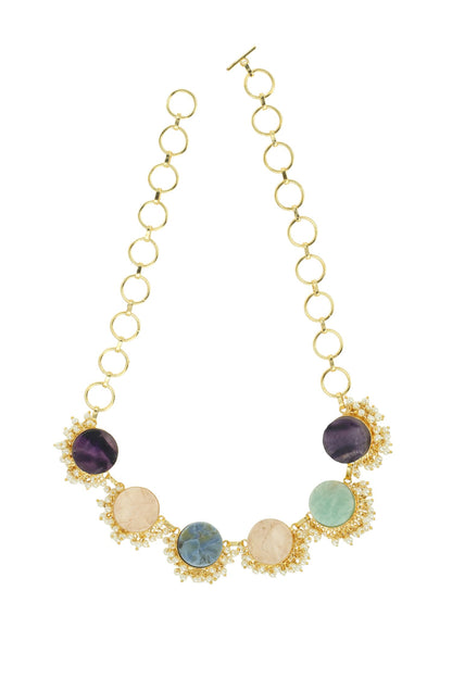 Multi Color Stone Embellished Necklace Set 