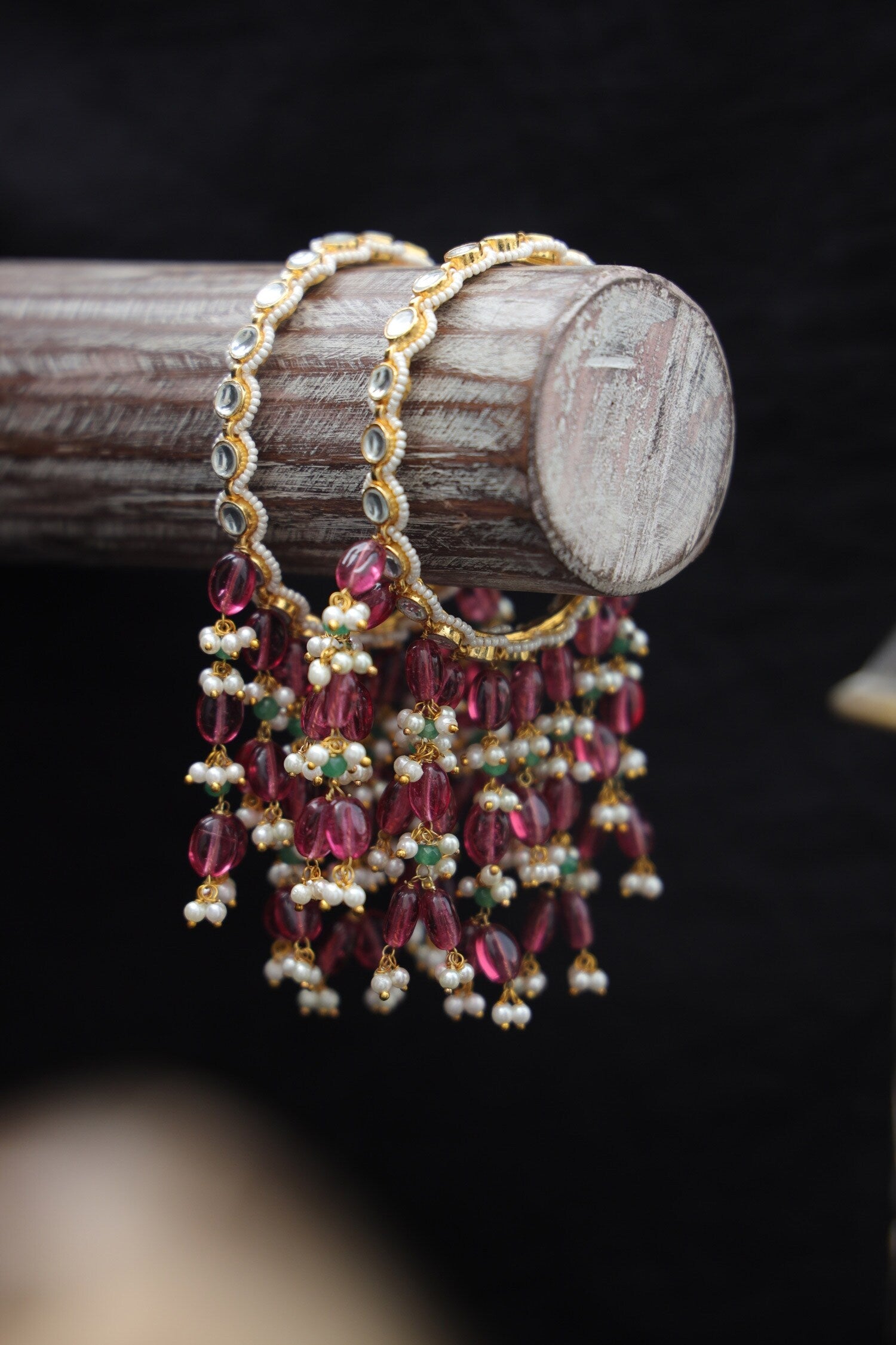 Kundan & Pearl Drop Kalira Bangles 