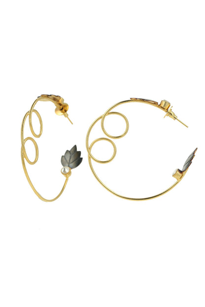 Pearl Embedded Hoop Earrings 