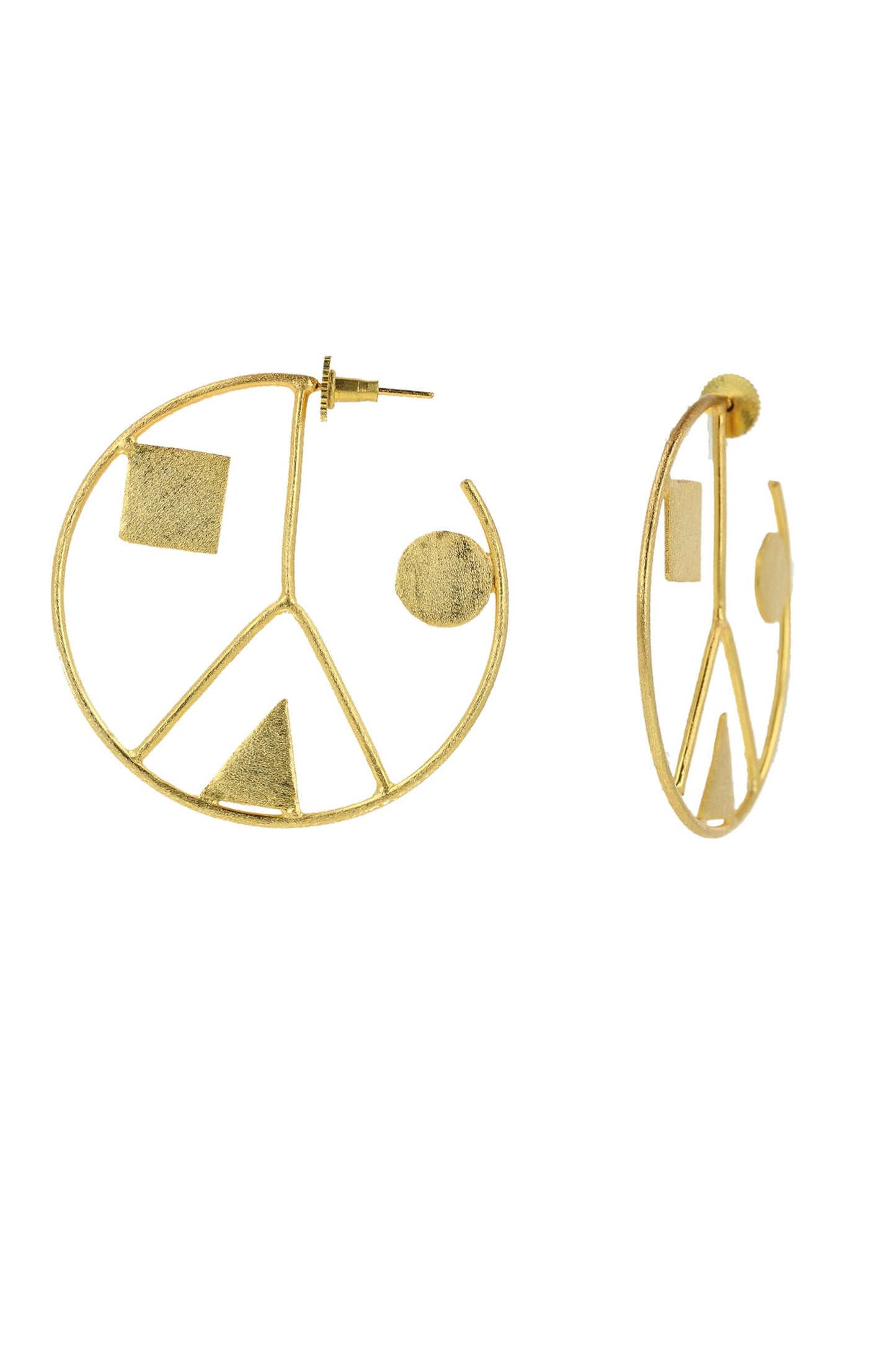 Geometric Cut Work Hoop Earrings 