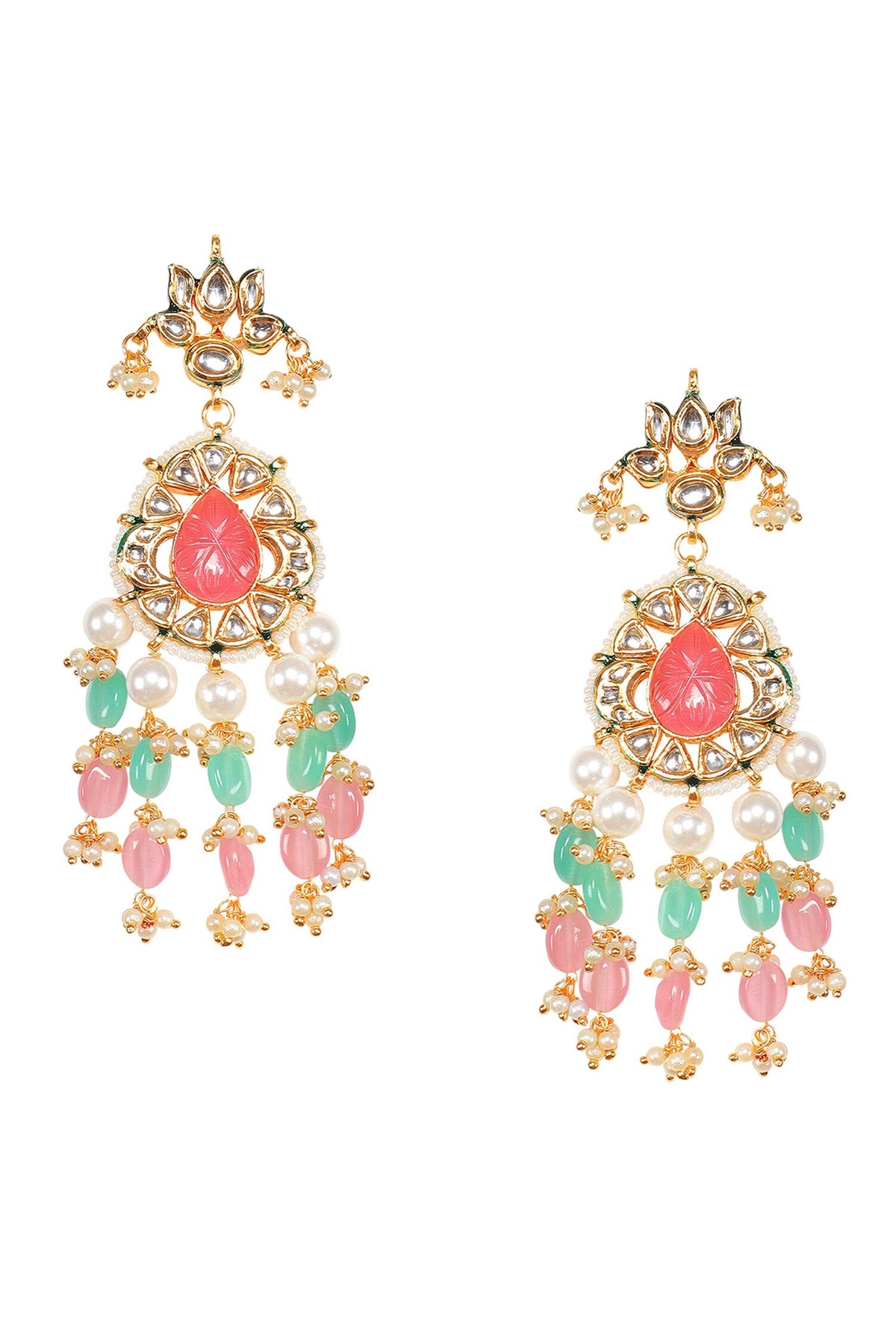 Kundan & Stone Embellished Pendant Necklace Set 