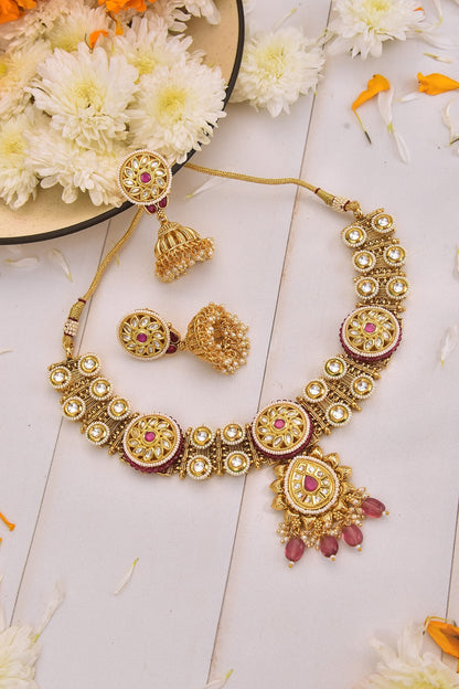 Carved Stone Embellished Necklace Set 