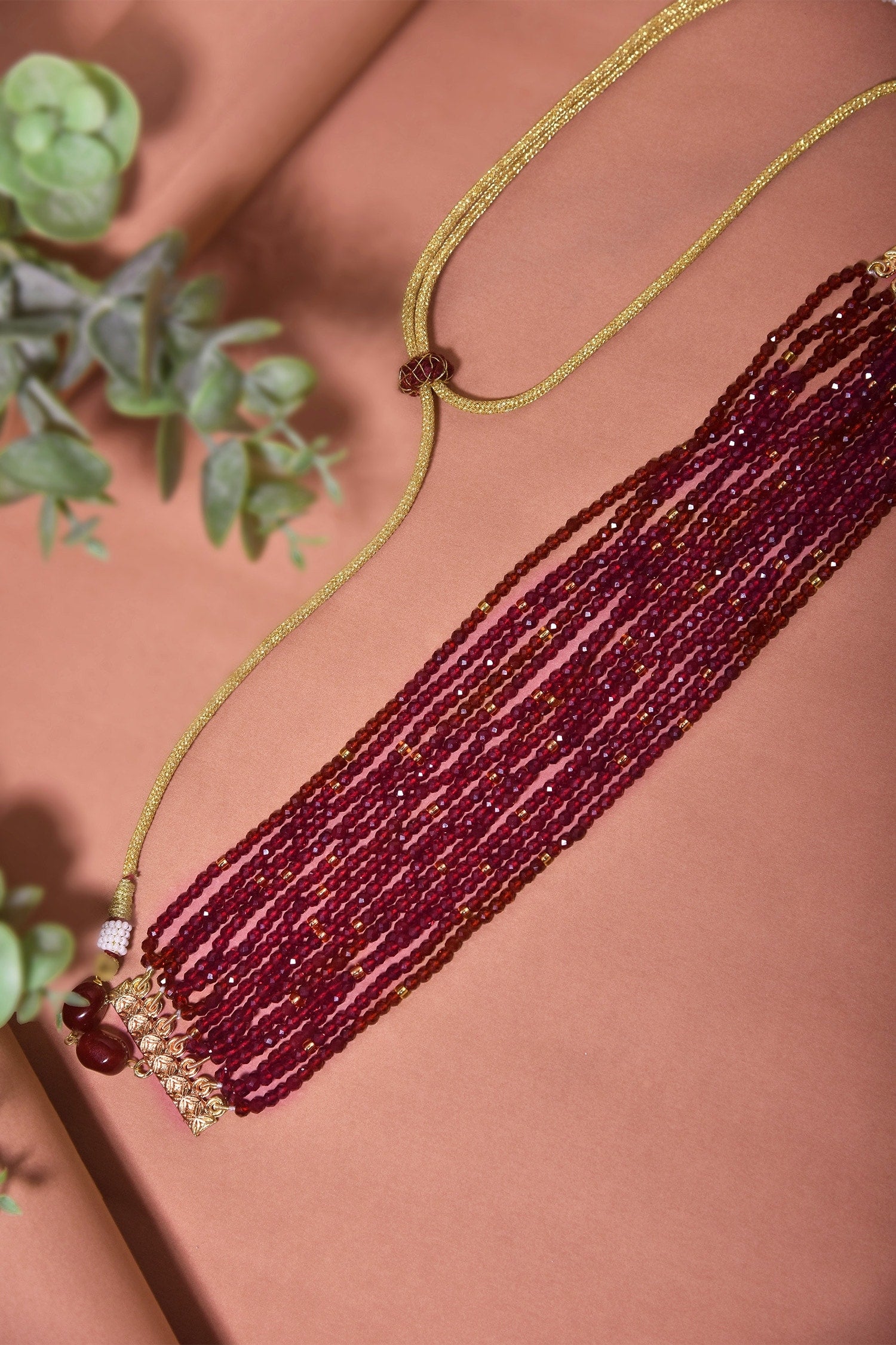 Gold Tone Multi Layered Beaded Choker Necklace 