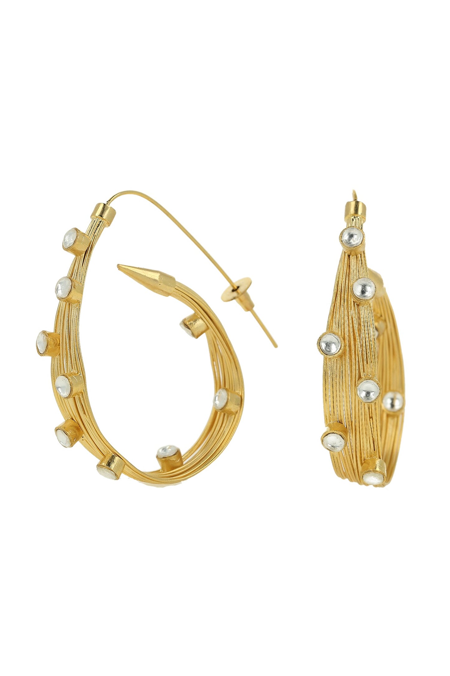 Stones Embellished Hoop Earrings 