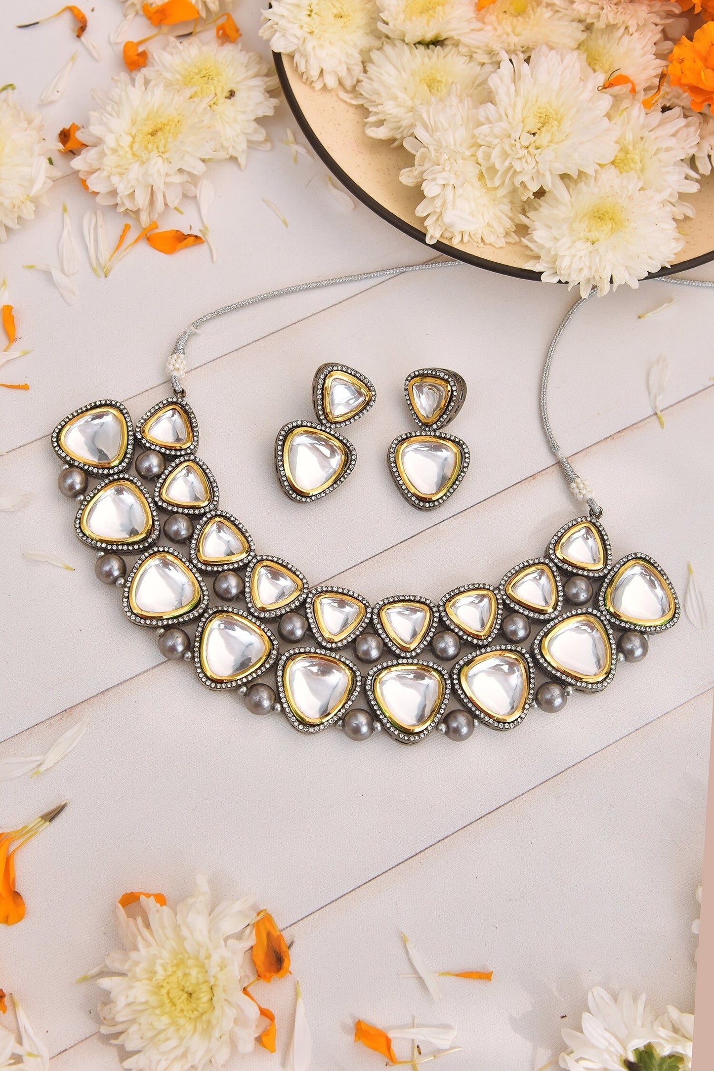 Polki Embellished Necklace Set 