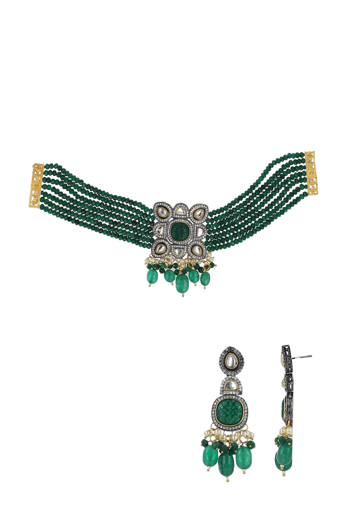 Layered Onyx Stone Necklace Set 