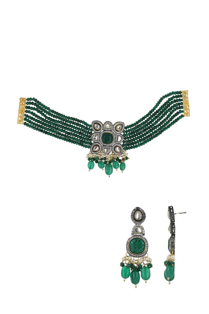 Layered Onyx Stone Necklace Set 