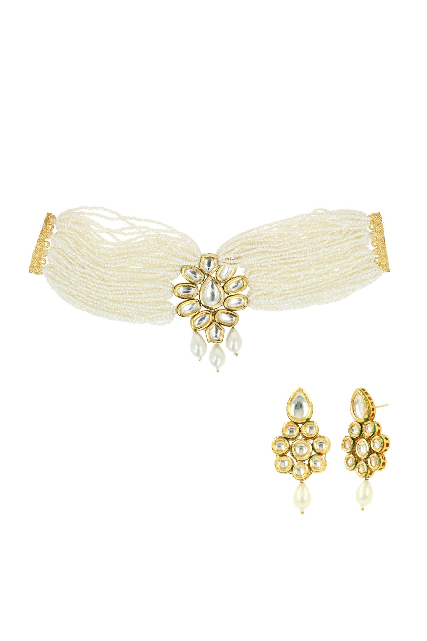 Floral Kundan Beaded Choker Set 