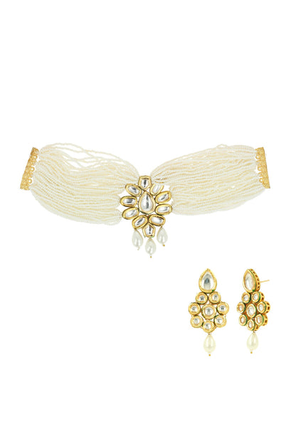 Floral Kundan Beaded Choker Set 