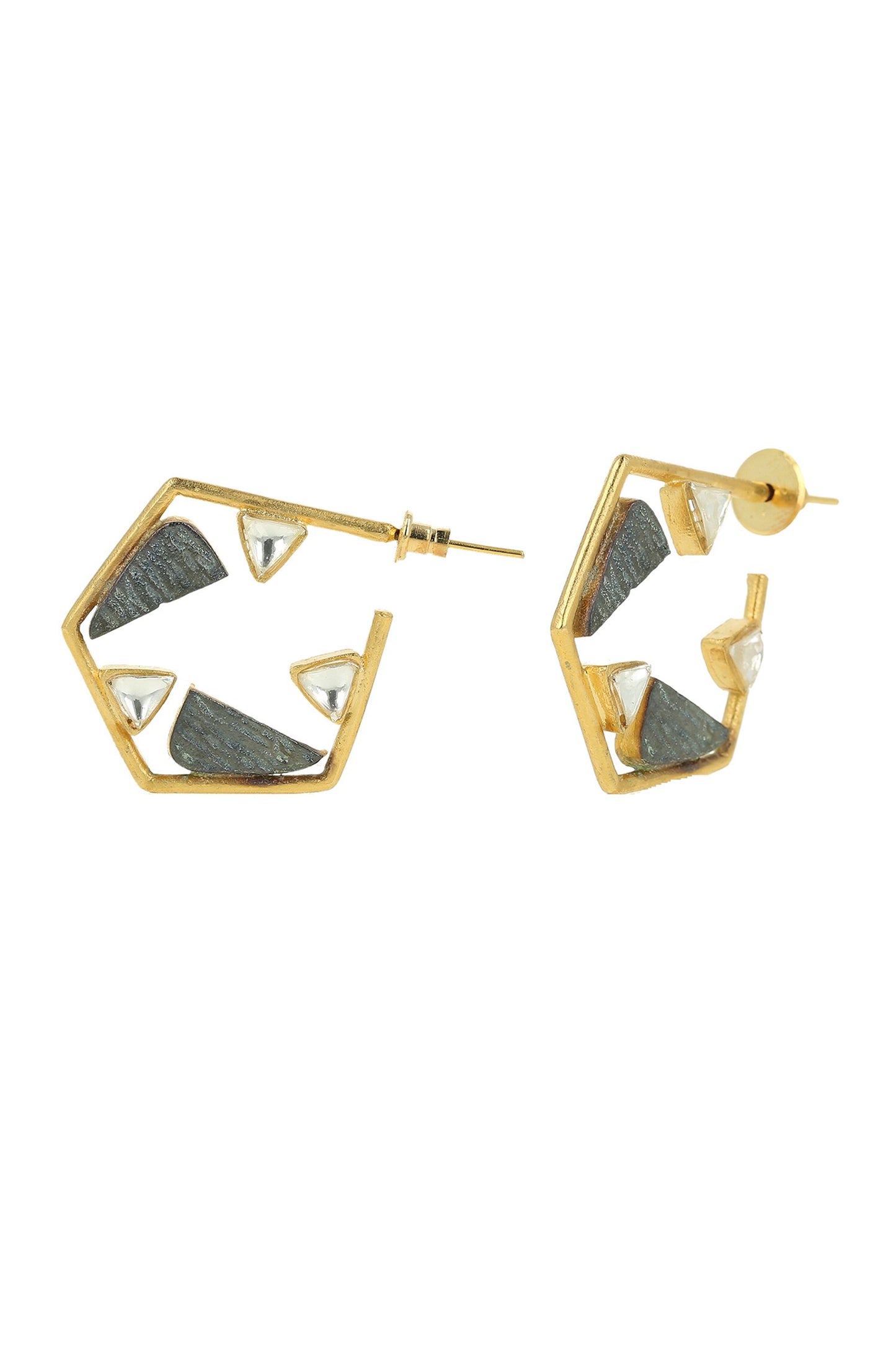 Hexagon Embellished Hoop Earrings 