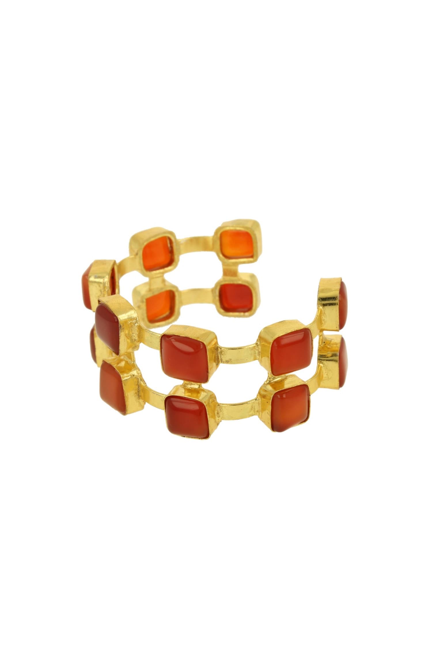 Gold Double Layered Onyx Stone Hand Cuff 