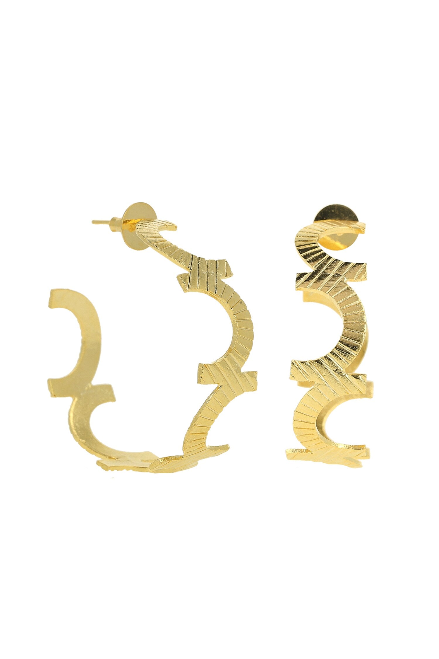 Textured C Shaped Hoop Earrings 