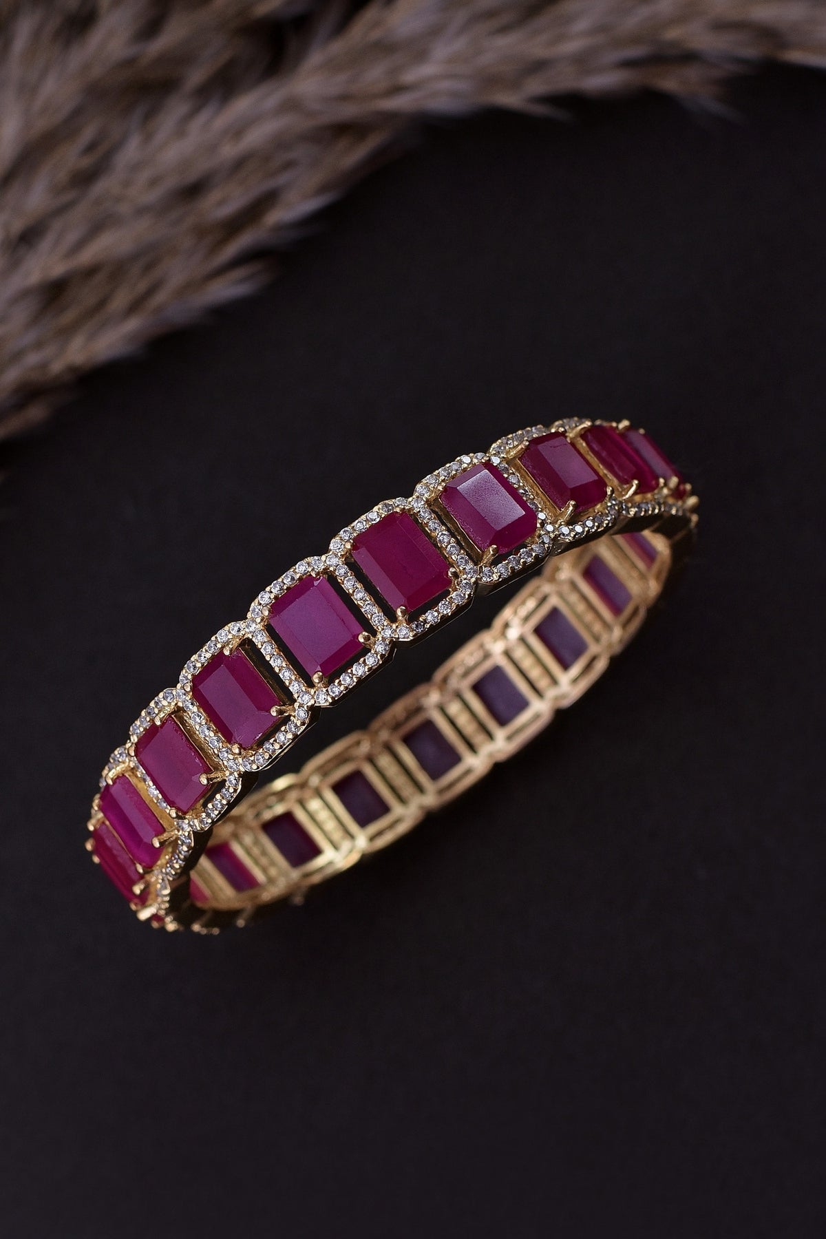 Zirconia Embellished Red Bracelet 