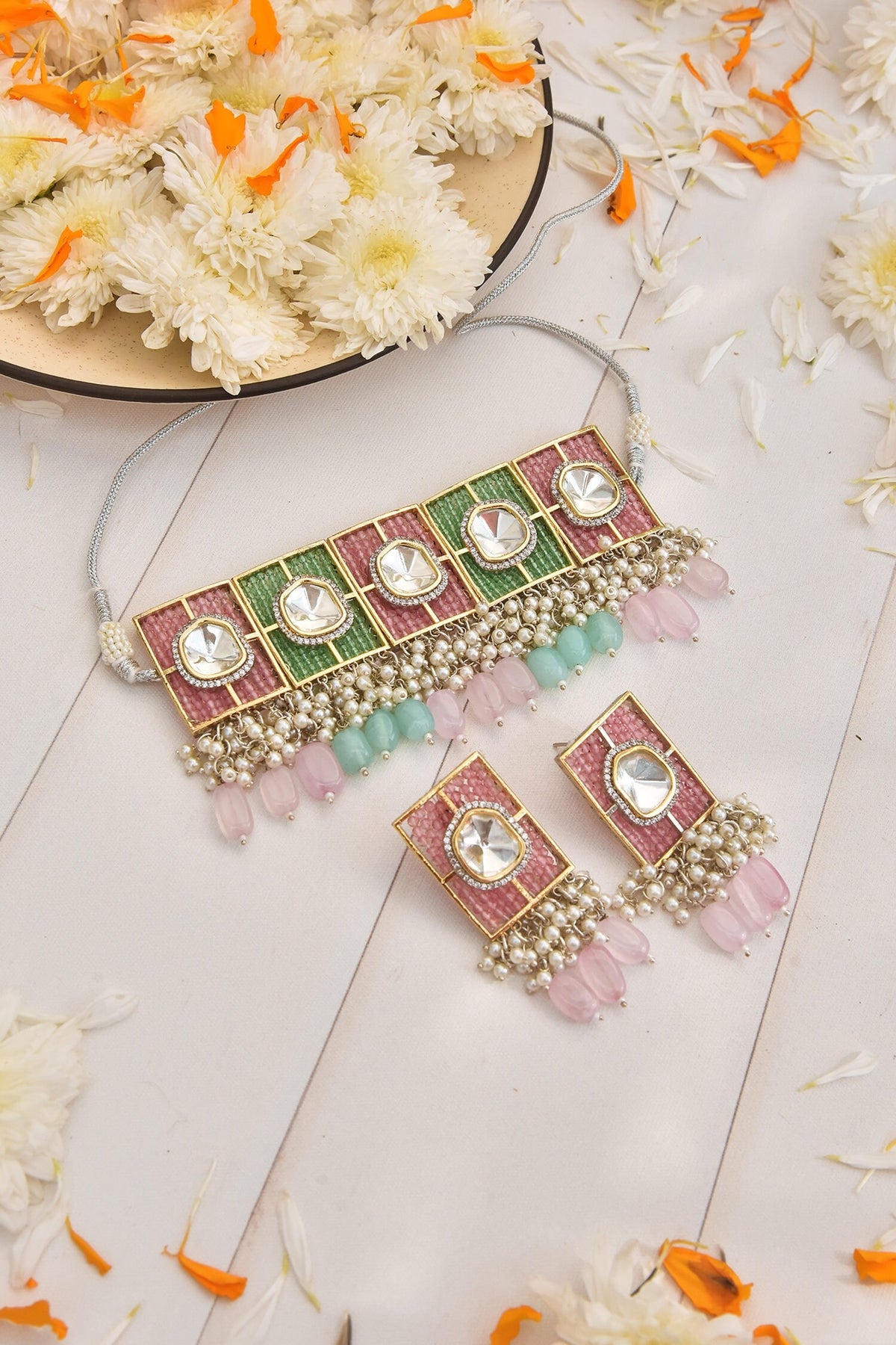 Multi-Bead Embellished Choker Set 