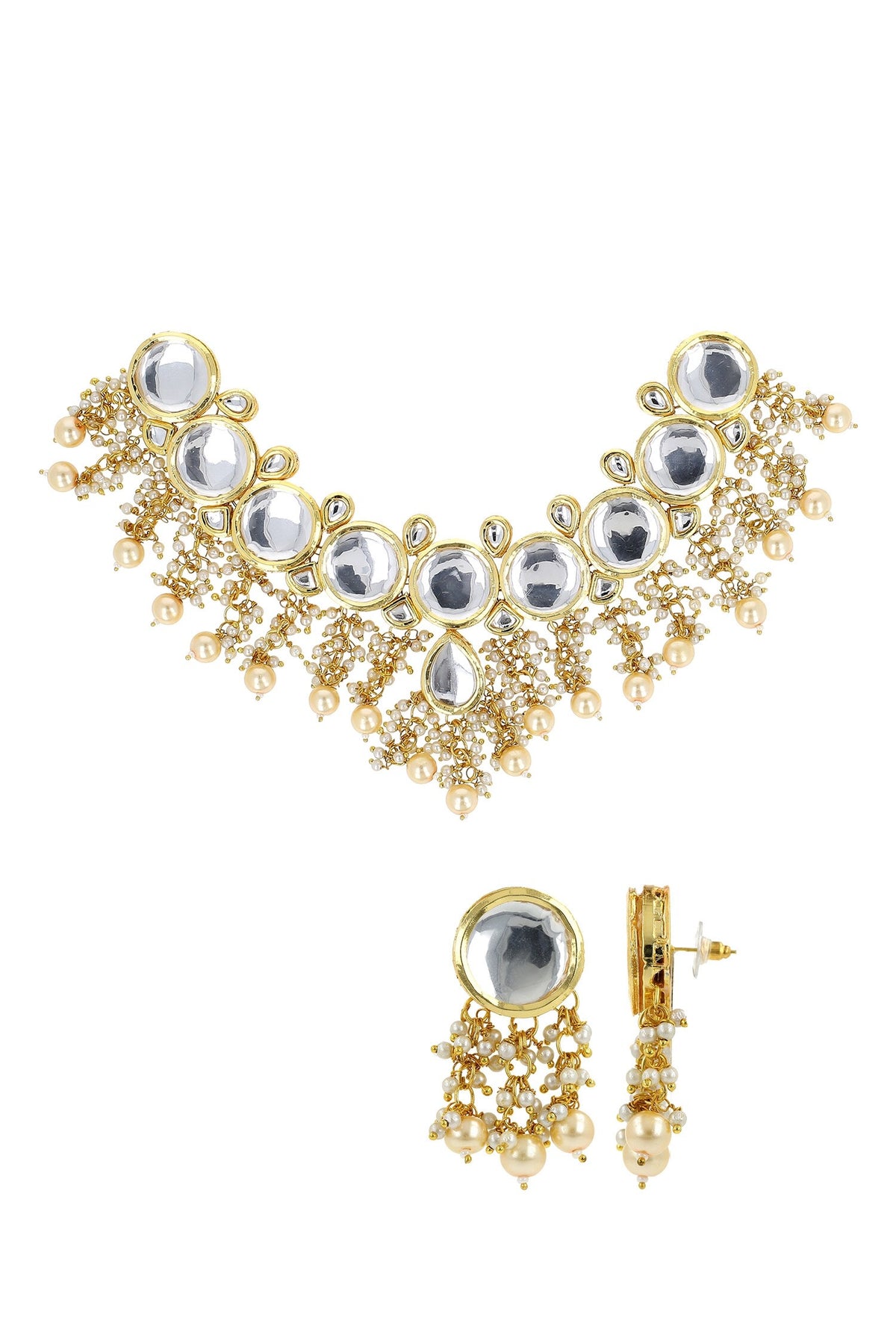Kundan Stone Embellished Necklace Set 