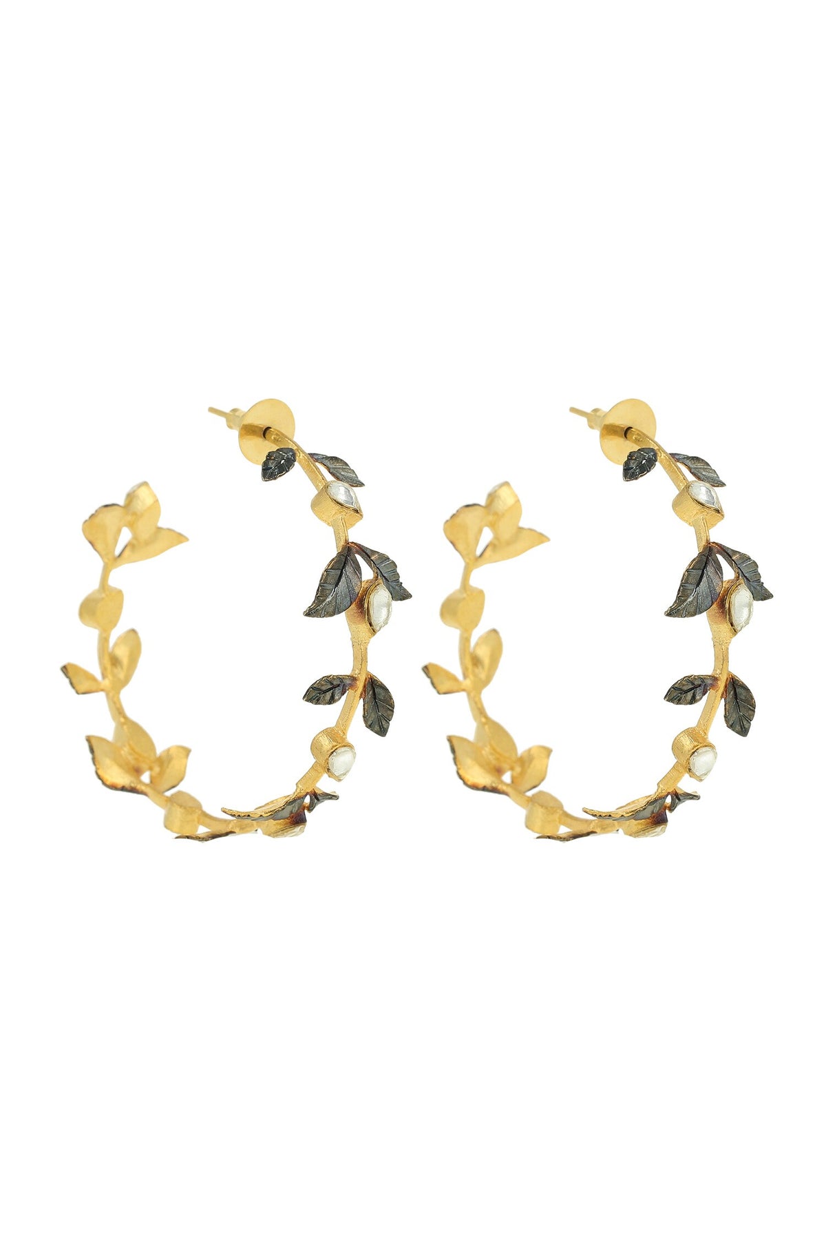 Leaf Embellished Hoops 