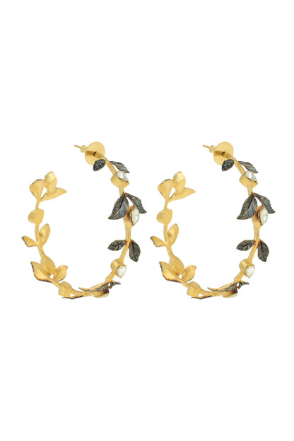 Leaf Embellished Hoops 