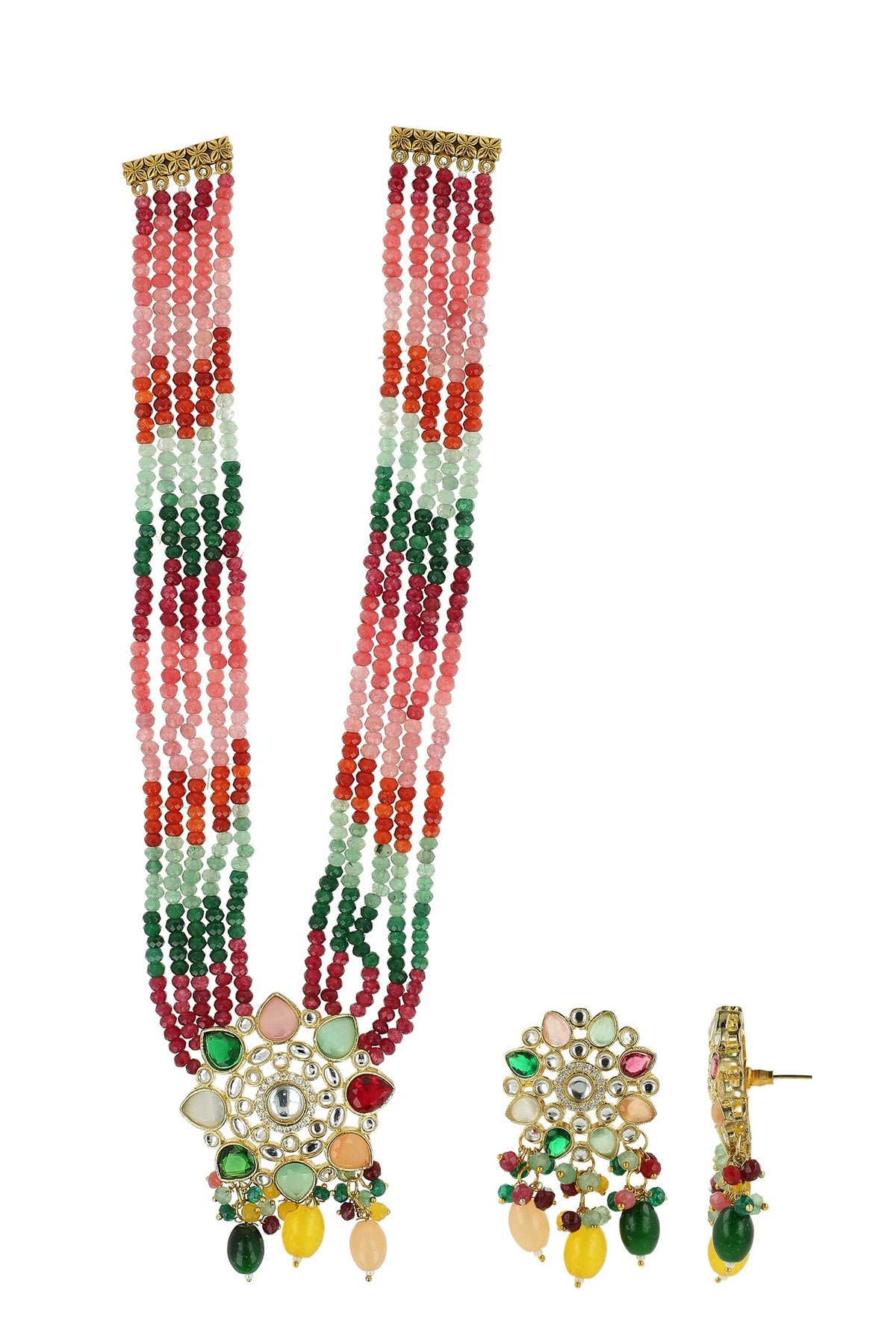Navaratna Stone Embellished Necklace Set 